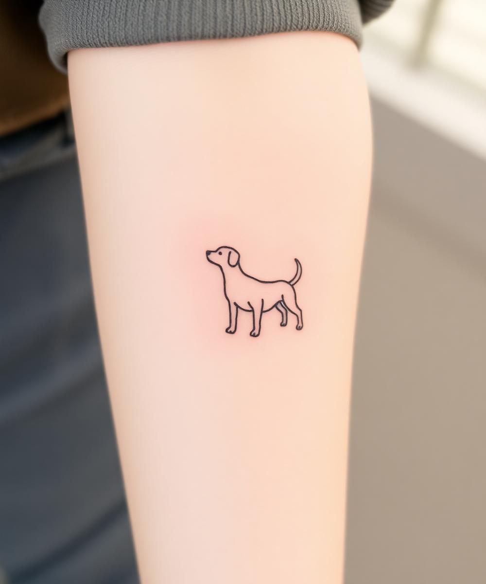 Kleine lijntekening van een hond